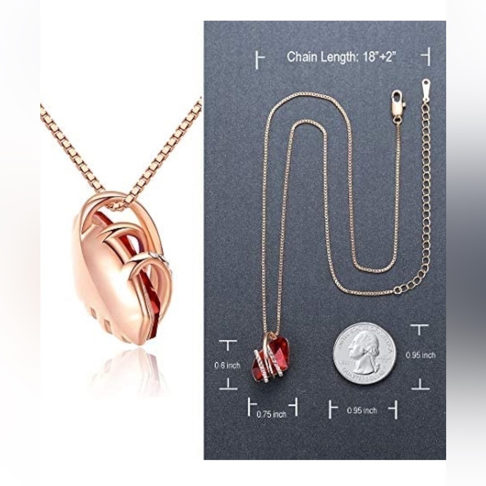 Red Rose Gold Wish Stone Necklace - Picture 4 of 10
